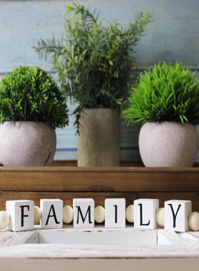 VKSG Farmhouse Home Decor Family Letter Block Wood Bead with Tassels, Family Decoration Gifts Boho Wooden Beads for Living Room Tabletop Tiered Tray Mantel Shelf, 24'' - Image 3